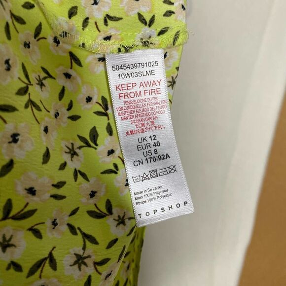 Topshop Sleeveless Floral Square Neck Drop Waist Midi Dress Tie Strap Size 8 - Picture 12 of 14